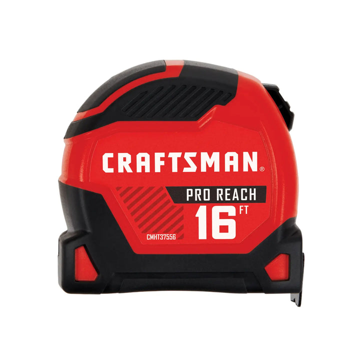CRAFTSMAN Pro Reach 16 ft tape measure with red and black casing, SKU CMHT37556.